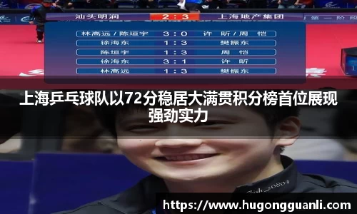 上海乒乓球队以72分稳居大满贯积分榜首位展现强劲实力